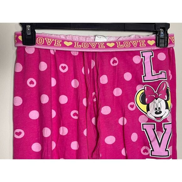Disney Minnie Mouse Women's Pink Polka Dot Pajama Capris - Picture 2 of 9